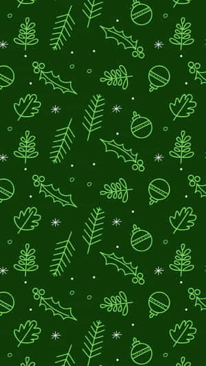 A Festive Dark Green Christmas Full Of Twinkling Lights And Joy. Wallpaper