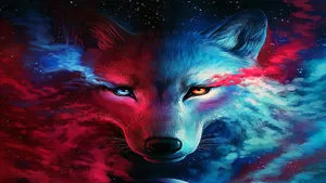 A Fiery Wolf Amidst Icy Surroundings Wallpaper
