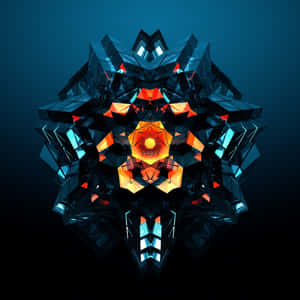 A Geometric Design With Orange And Blue Lights Wallpaper