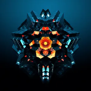 A Geometric Design With Orange And Blue Lights Wallpaper