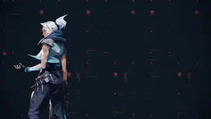 A Girl In A White Outfit Standing In Front Of A Black Background Wallpaper