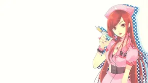 A Girl In Pink With Long Hair Holding A Cigarette Wallpaper