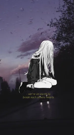 A Girl Sitting On The Ground With Her Head Down Wallpaper