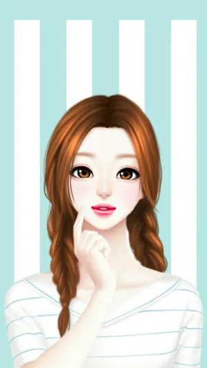 A Girl With Long Hair And A Striped Shirt Wallpaper