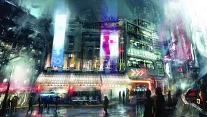 A Glimpse Of The Future – Cyberpunk Laptop Wallpaper