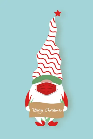 A Gnome Wearing A Mask And Holding A Sign Wallpaper