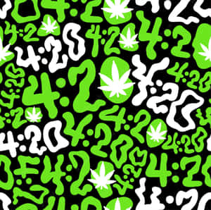 A Green And White Pattern With Marijuana Leaves Wallpaper
