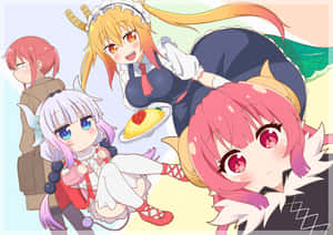A Group Of Anime Characters With Pink Hair And Pink Hair Wallpaper