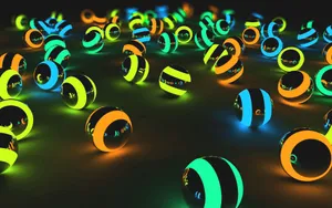 A Group Of Glowing Balls In A Dark Room Wallpaper