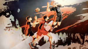 A Group Of People Playing Basketball In A Painting Wallpaper