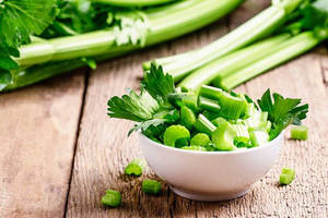 A Healthy Serving Of Fresh Celery In A Bowl Wallpaper