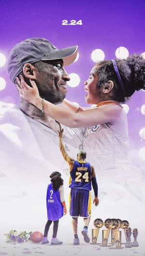 A Heartfelt Tribute: Kobe Bryant And His Daughter Gigi Smiling Together Wallpaper