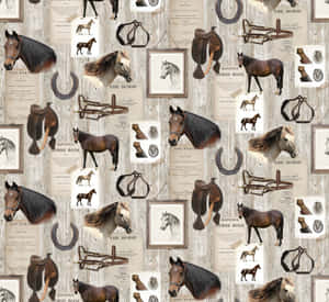 A Horse And Horseshoe Pattern Wallpaper