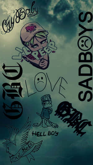 A Larger-than-life Representation Of Popular Rap Artist Lil Peep's Logo. Wallpaper