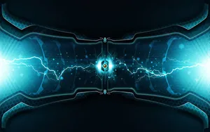 A Lightning Strike Over A Lake In Vibrant Shades Of Blue. Wallpaper