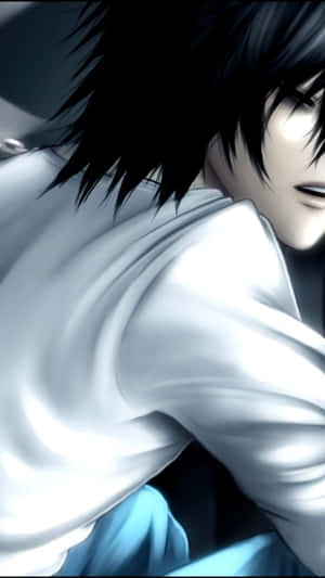 A Lonely Emo Anime Boy Stands Alone By A Desolate Shore. Wallpaper