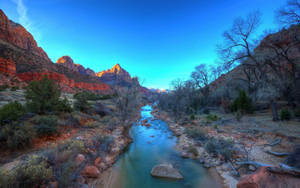 A Long Lake In Zion National Park Wallpaper