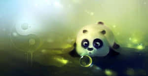 A Lovely Girly Panda Sitting On A Tree Branch Wallpaper