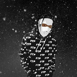 A Man In A Black And White Hoodie Standing In The Snow Wallpaper
