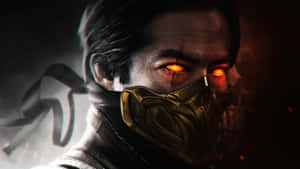 A Man In A Mask With Red Eyes Wallpaper