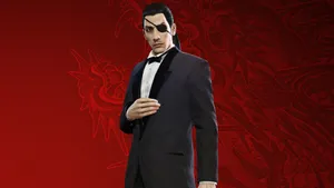 A Man In A Tuxedo And A Red Background Wallpaper