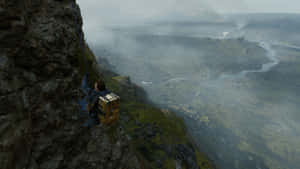 A Man Is Climbing A Cliff In A Video Game Wallpaper