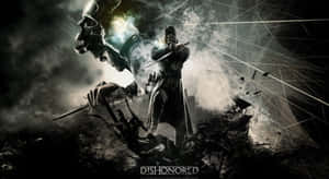 A Man Is Holding A Sword In The Dark Wallpaper