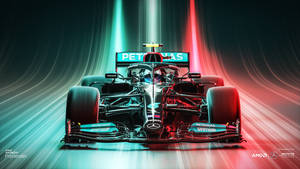 A Mercedes F1 Car Driving Through A Dark Tunnel Wallpaper