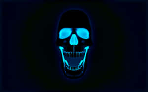 A Mystical Black Skeleton Looking Out From The Night Wallpaper