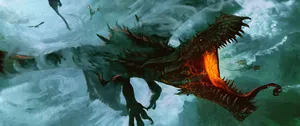 A Mystical Dragon Flying In A Stormy Sky Wallpaper