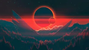 A Mystical Red Forest Awakens Wallpaper