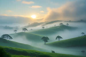 A Natural View Of Foggy Hill Wallpaper