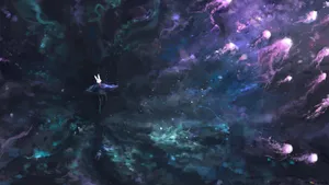 A Painting Of A Jellyfish In A Purple And Blue Space Wallpaper