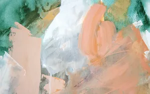 A Painting Of A Tree In A Green And Pink Color Wallpaper