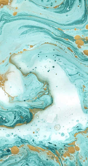 A Painting Of A Turquoise And Gold Marble Wallpaper