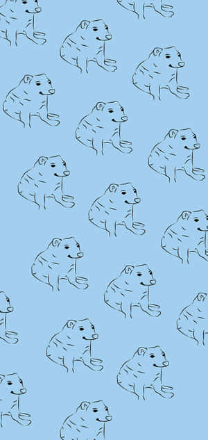 A Pattern Of A Fox With A Blue Background Wallpaper