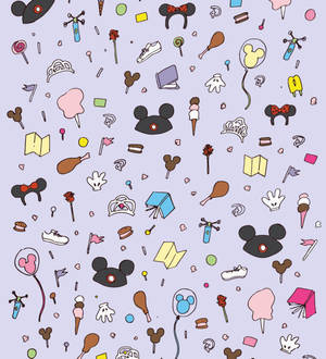 A Pattern Of Disney Characters And Objects Wallpaper