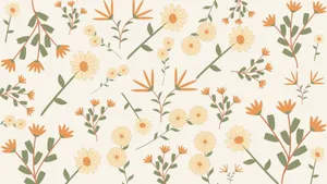 A Pattern Of Orange Flowers And Leaves Wallpaper