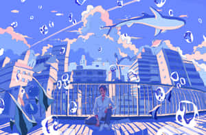 A Person Is Sitting On A Bridge Wallpaper