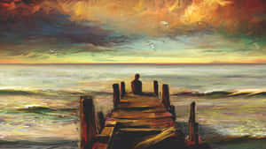 A Person Is Sitting On A Dock Wallpaper