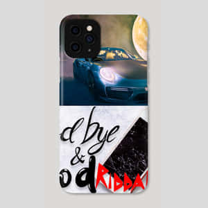 A Phone Case With A Car And The Words'do Bye & Good Karma' Wallpaper