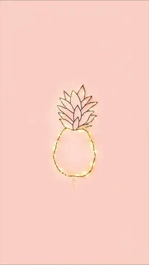 A Pineapple With Lights On A Pink Background Wallpaper