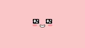 A Pink Background With A Cute Face On It Wallpaper