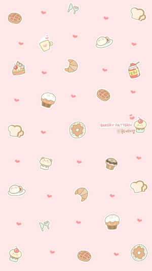 A Pink Background With A Lot Of Different Food Items Wallpaper