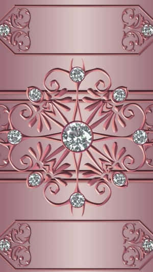 A Pink Background With Diamonds And Ornaments Wallpaper