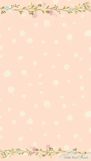 A Pink Background With Flowers And Polka Dots Wallpaper