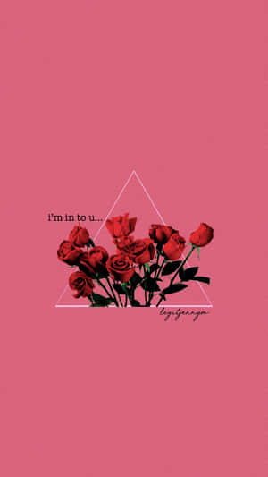 A Pink Background With Roses And A Triangle Wallpaper