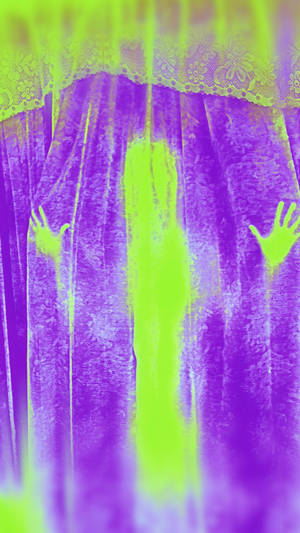 A Purple And Green Image Of A Ghost Wallpaper