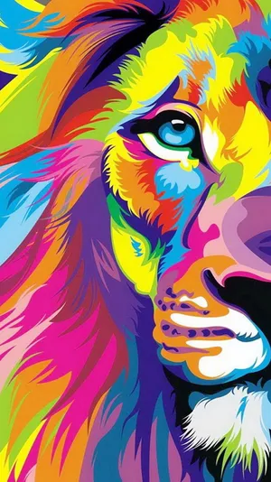 A Rainbow Lion Ready To Take On The World. Wallpaper