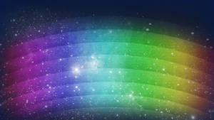 A Rainbow Reaching A Starry Sky. Wallpaper